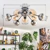 Koyoto ceiling light, globe light 81 cm Amber, clear, Smoke-coloured, 10-light sources