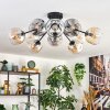 Ripoll ceiling light, globe light Amber, clear, Smoke-coloured, 10-light sources