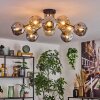 Koyoto ceiling light, globe light 82 cm Amber, Smoke-coloured, 10-light sources