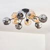 Koyoto ceiling light, globe light 82 cm Amber, Smoke-coloured, 10-light sources