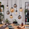 Gastor hanging light, globe light, pendant light Amber, chrome, clear, Smoke-coloured, 8-light sources