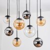 Gastor hanging light, globe light, pendant light Amber, chrome, clear, Smoke-coloured, 8-light sources