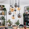Gastor hanging light, globe light, pendant light Amber, chrome, clear, Smoke-coloured, 8-light sources