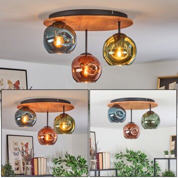 Ripoll ceiling light, globe light Ecru, black, 3-light sources