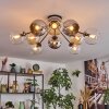 Koyoto ceiling light, globe light 81 cm Amber, chrome, clear, Smoke-coloured, 10-light sources