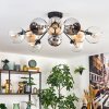 Koyoto ceiling light, globe light 81 cm Amber, chrome, clear, Smoke-coloured, 10-light sources