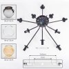 Koyoto ceiling light, globe light 81 cm Amber, chrome, clear, Smoke-coloured, 10-light sources