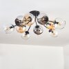 Koyoto ceiling light, globe light 81 cm Amber, chrome, clear, Smoke-coloured, 10-light sources