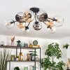 Koyoto ceiling light, globe light 81 cm Amber, chrome, clear, Smoke-coloured, 10-light sources