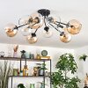 Koyoto ceiling light, globe light 81 cm Amber, clear, 10-light sources