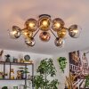 Koyoto ceiling light, globe light 81 cm gold, clear, coppery, Smoke-coloured, 10-light sources