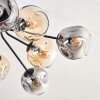 Ripoll ceiling light, globe light Amber, clear, Smoke-coloured, 10-light sources
