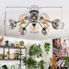 Ripoll ceiling light, globe light Amber, clear, Smoke-coloured, 10-light sources