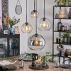 Koyoto hanging light, globe light, Cluster pendant lamp Amber, chrome, clear, Smoke-coloured, 4-light sources