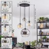 Koyoto hanging light, globe light, Cluster pendant lamp Amber, chrome, clear, Smoke-coloured, 4-light sources
