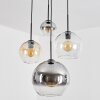 Koyoto hanging light, globe light, Cluster pendant lamp Amber, chrome, clear, Smoke-coloured, 4-light sources