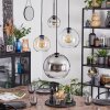 Koyoto hanging light, globe light, Cluster pendant lamp Amber, chrome, clear, Smoke-coloured, 4-light sources