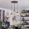 Koyoto hanging light, globe light, Cluster pendant lamp Amber, chrome, clear, Smoke-coloured, 4-light sources
