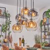 Ripoll hanging light, globe light, pendant light Amber, clear, Smoke-coloured, 6-light sources