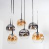 Ripoll hanging light, globe light, pendant light Amber, clear, Smoke-coloured, 6-light sources