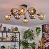 Koyoto ceiling light, globe light 86 cm Amber, chrome, Smoke-coloured, 8-light sources