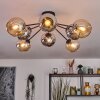 Koyoto ceiling light, globe light 86 cm Amber, chrome, Smoke-coloured, 8-light sources