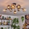 Koyoto ceiling light, globe light 86 cm Amber, clear, Smoke-coloured, 8-light sources