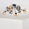 Koyoto ceiling light, globe light 86 cm Amber, clear, Smoke-coloured, 8-light sources