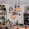 Gastor hanging light, globe light, pendant light Amber, chrome, clear, Smoke-coloured, 8-light sources