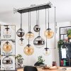 Gastor hanging light, globe light, pendant light Amber, chrome, clear, Smoke-coloured, 8-light sources