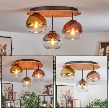 Koyoto ceiling light, globe light 40 cm Ecru, black, 3-light sources