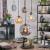 Ripoll hanging light, globe light, Cluster pendant lamp Amber, chrome, clear, Smoke-coloured, 4-light sources
