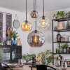 Ripoll hanging light, globe light, Cluster pendant lamp Amber, chrome, clear, Smoke-coloured, 4-light sources