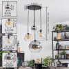 Ripoll hanging light, globe light, Cluster pendant lamp Amber, chrome, clear, Smoke-coloured, 4-light sources