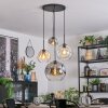 Ripoll hanging light, globe light, Cluster pendant lamp Amber, chrome, clear, Smoke-coloured, 4-light sources