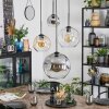 Ripoll hanging light, globe light, Cluster pendant lamp Amber, chrome, clear, Smoke-coloured, 4-light sources