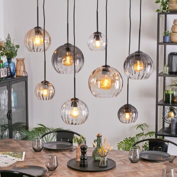 Koyoto hanging light, globe light, pendant light Amber, clear, Smoke-coloured, 8-light sources