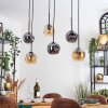 Ripoll hanging light, globe light, pendant light Amber, Smoke-coloured, 6-light sources