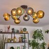 Koyoto ceiling light, globe light 85 cm blue, gold, green, 10-light sources