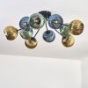 Koyoto ceiling light, globe light 85 cm blue, gold, green, 10-light sources