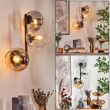Koyoto globe light, wall light Amber, clear, Smoke-coloured, 3-light sources