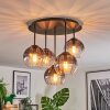 Koyoto ceiling light, globe light 33 cm clear, Smoke-coloured, 5-light sources