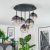 Koyoto ceiling light, globe light 33 cm clear, Smoke-coloured, 5-light sources