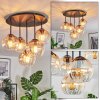 Koyoto ceiling light, globe light 33 cm Amber, clear, 5-light sources