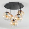 Koyoto ceiling light, globe light 33 cm Amber, clear, 5-light sources