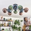 Koyoto ceiling light, globe light 85 cm blue, green, coppery, 10-light sources