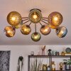 Koyoto ceiling light, globe light 85 cm blue, gold, green, coppery, 10-light sources