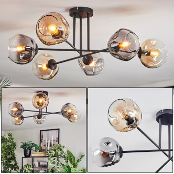 Ripoll ceiling light, globe light Amber, clear, Smoke-coloured, 6-light sources