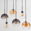 Koyoto hanging light, globe light, pendant light Amber, clear, Smoke-coloured, 6-light sources