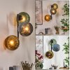 Koyoto globe light, wall light blue, gold, green, 3-light sources